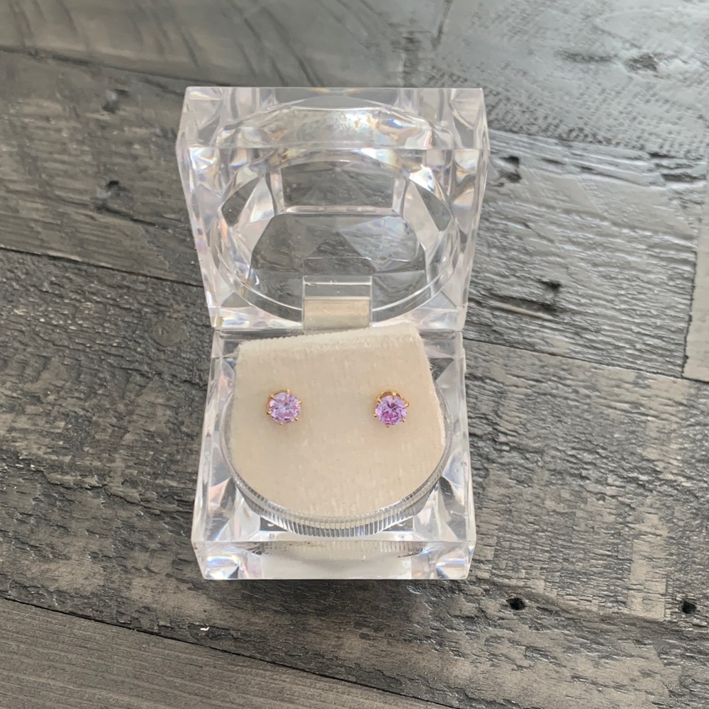 Vintage Cubic Zirconia Earrings - Purple Lavender